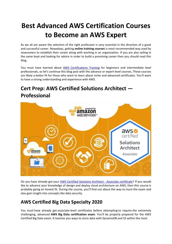 best advanced aws certification courses to become