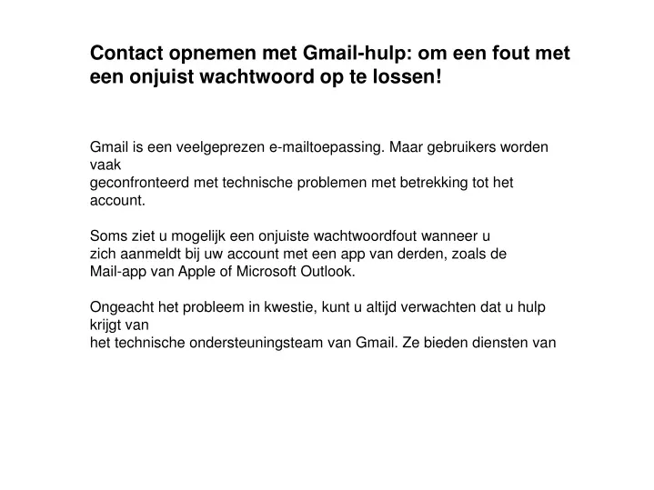 contact opnemen met gmail hulp om een fout