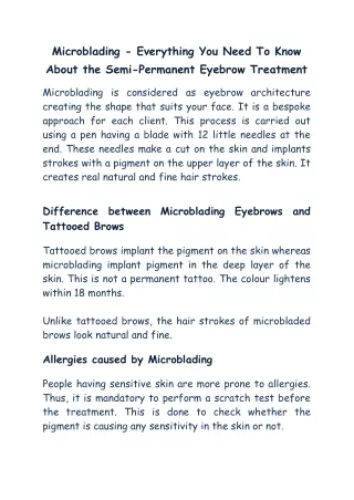 Microblading - Everything You Need To Know About the Semi-Permanent Eyebrow Treatment