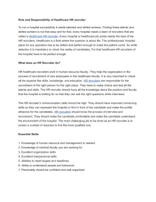 role and responsibility of healthcare