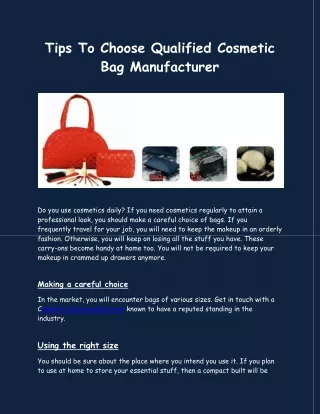 Tips To Choose Qualified Cosmetic Bag Manufacturer