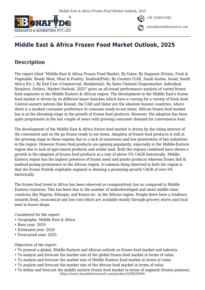 middle east africa frozen food market outlook 2025