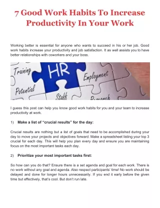 7 good work habits to increase productivity
