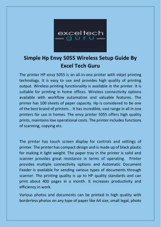 simple hp envy 5055 wireless setup guide by excel
