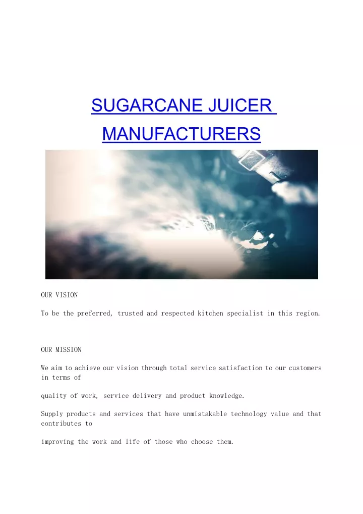 sugarcane juicer manufacturers