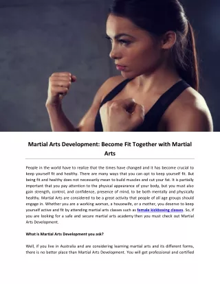 Martial Arts Development: Become Fit Together with Martial Arts