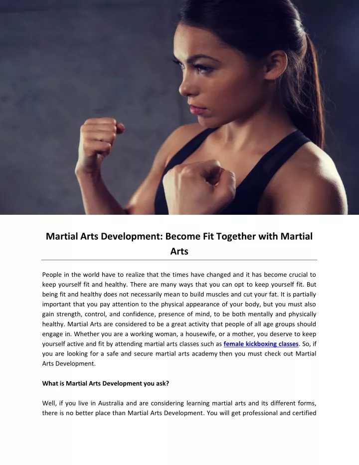 martial arts development become fit together with