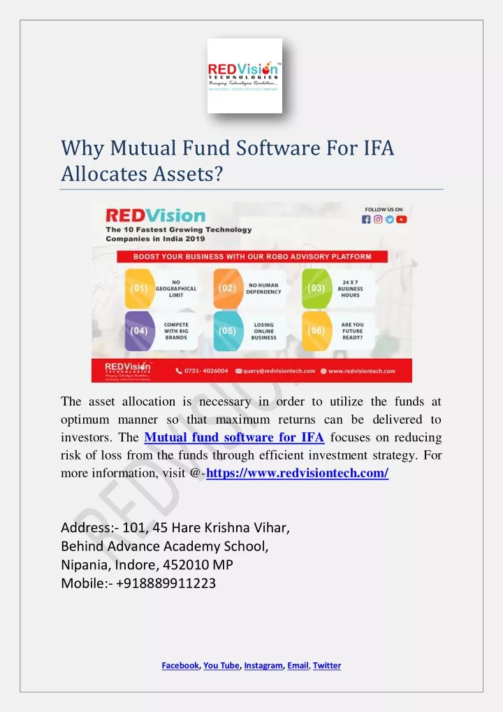 why mutual fund software for ifa allocates assets