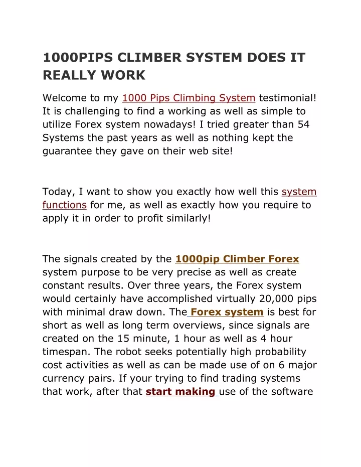 1000pips climber system does it really work