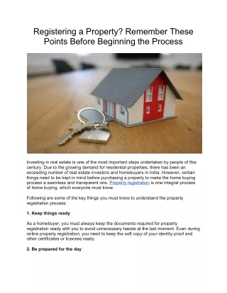 Registering a Property? Remember These Points Before Beginning the Process