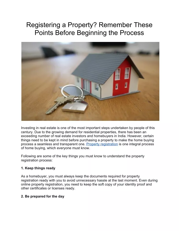 registering a property remember these points