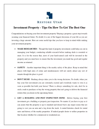 investment property tips on how to get the best