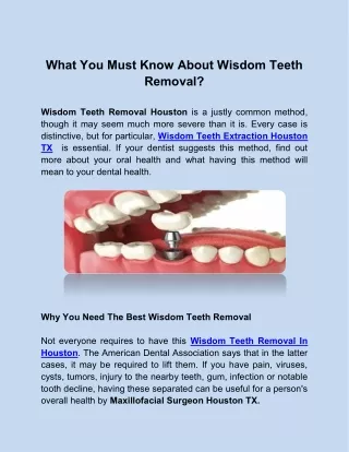 what you must know about wisdom teeth removal