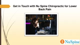 Get in Touch with Nu Spine Chiropractic for Lower Back Pain