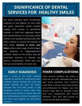 Significance of Dental Services for  Healthy Smiles