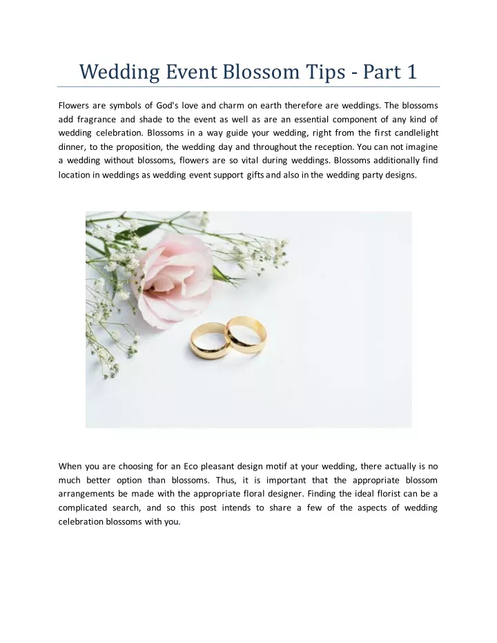 wedding event blossom tips part 1