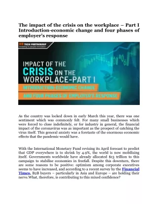 The impact of the crisis on the workplace – Part I Introduction-economic change and four phases of employer's response |