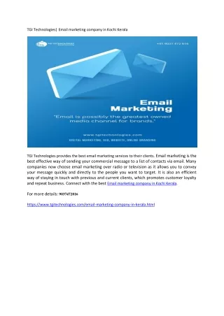 Best SMS marketing and email marketing companies in Kerala |TGI Technologies
