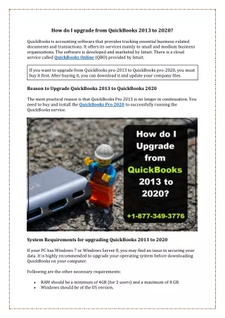 Steps for QuickBooks Upgrade 2013 to 2020