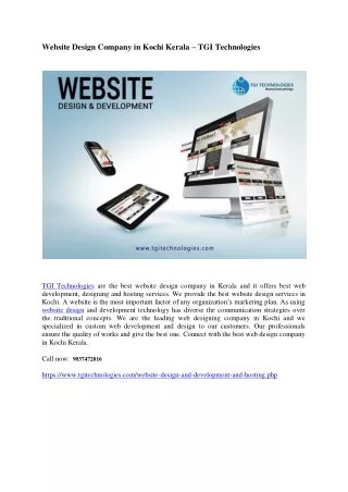 Website development company in Kochi, Kerala |TGI Technologies