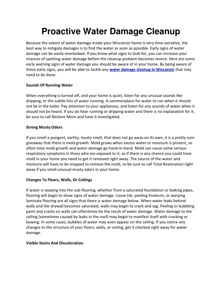 proactive water damage cleanup