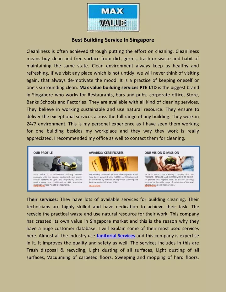 best building service in singapore