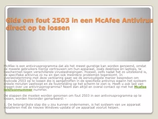 gids om fout 2503 in een mcafee antivirus direct op te lossen