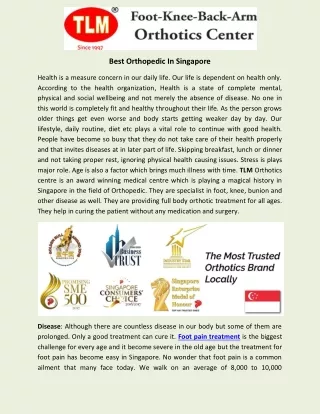 Best Orthopedic In Singapore
