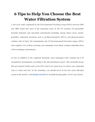 6 tips to help you choose the best water