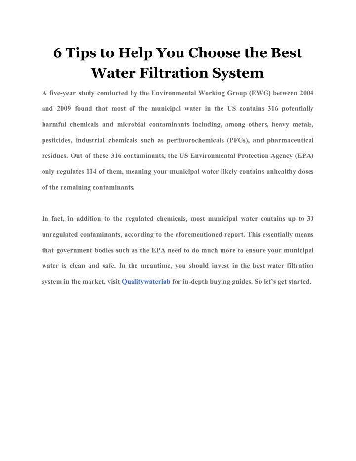 6 tips to help you choose the best water