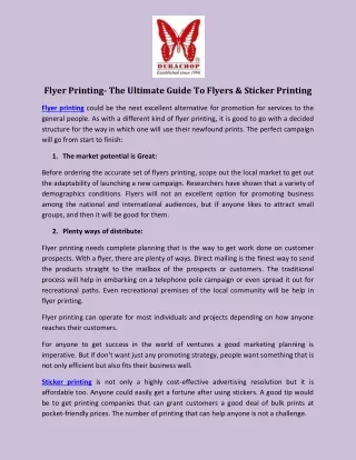 Flyer Printing- The Ultimate Guide To Flyers & Sticker Printing
