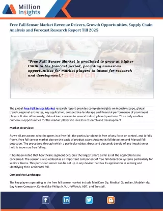free fall sensor market revenue drivers growth