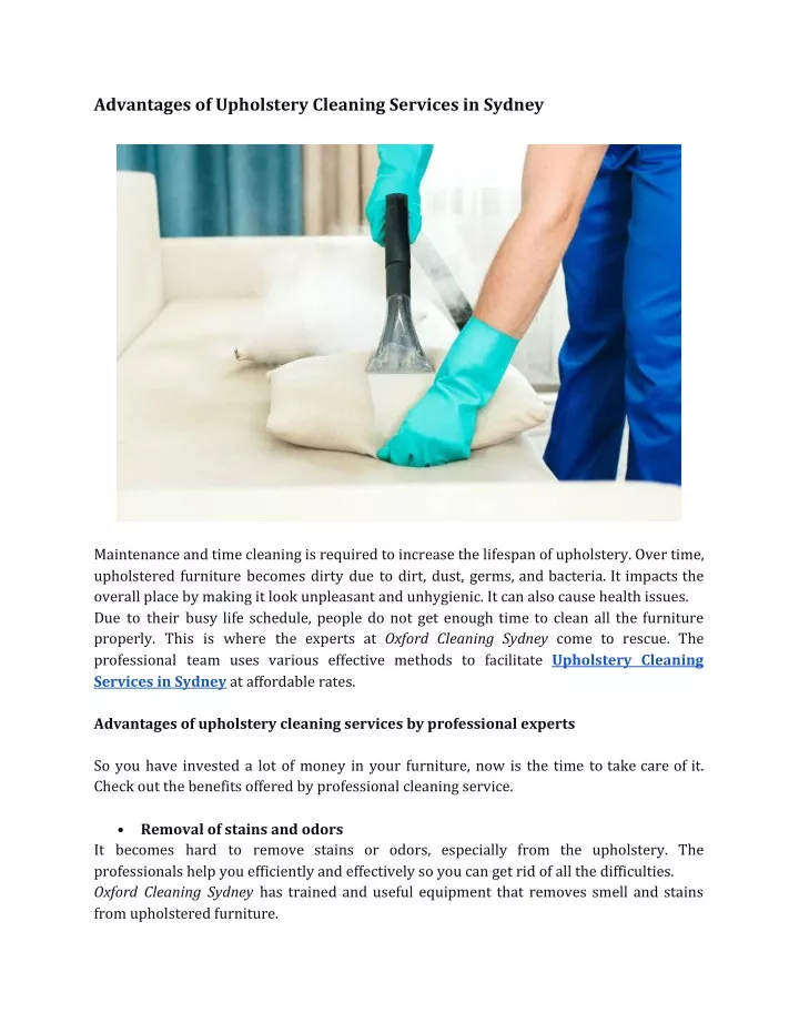 advantages of upholstery cleaning services