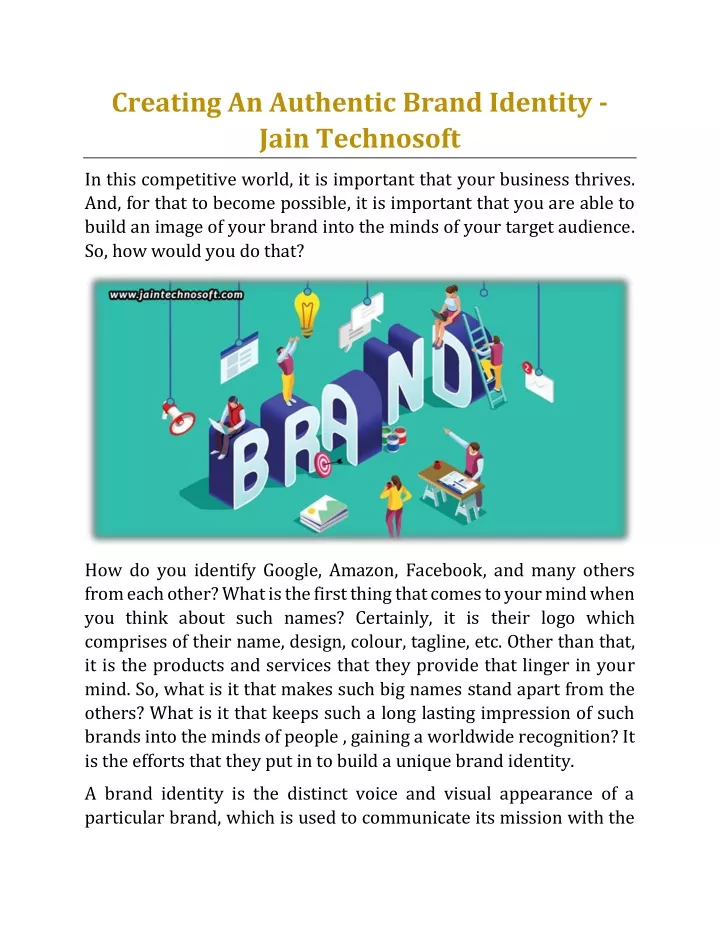 creating an authentic brand identity jain