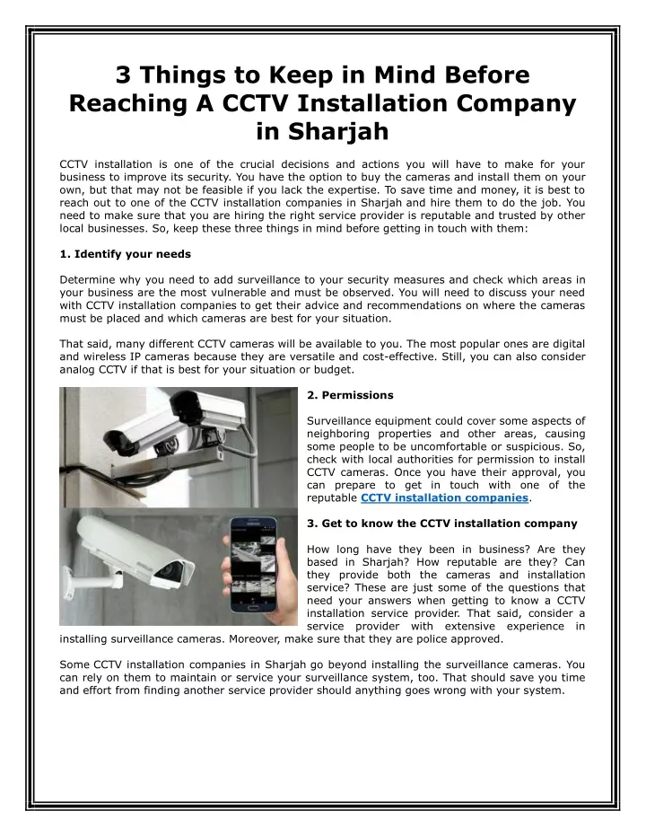 3 things to keep in mind before reaching a cctv
