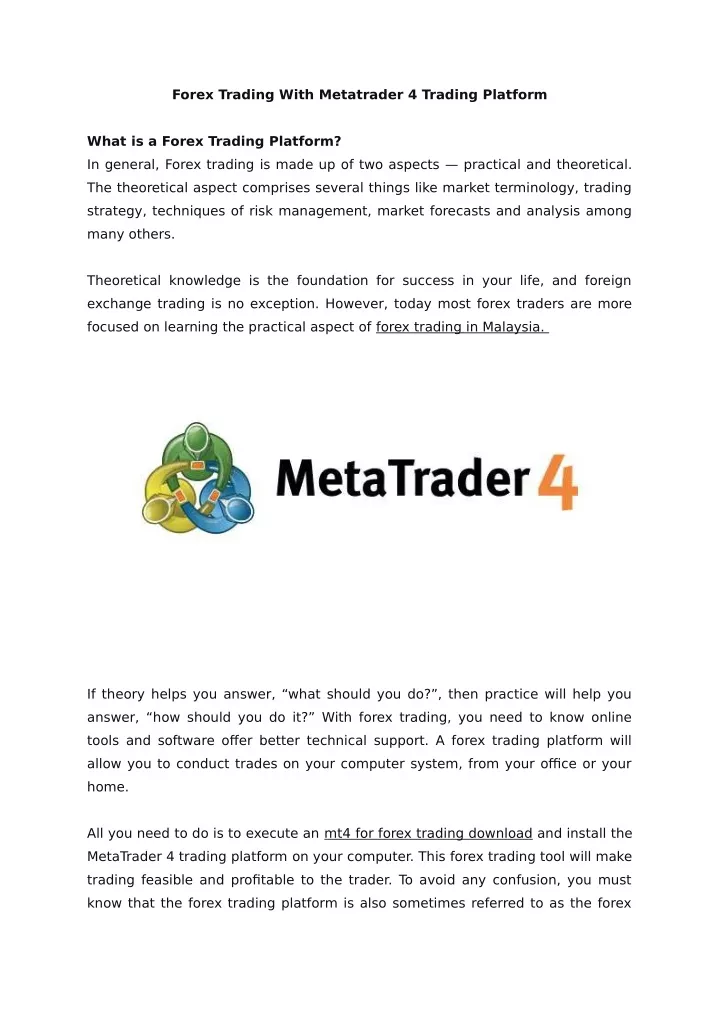 forex trading with metatrader 4 trading platform