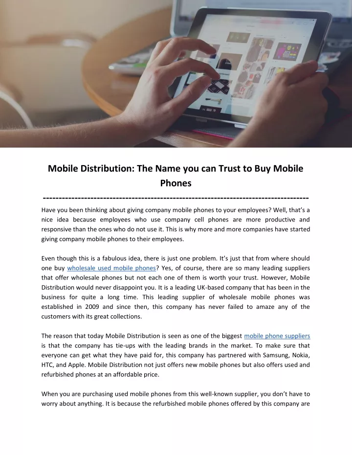 mobile distribution the name you can trust