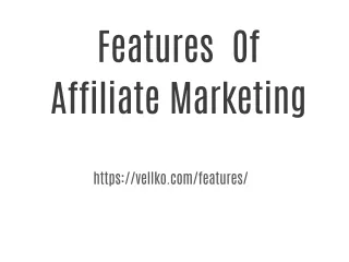 Features OF AFFILIATE MARKETING
