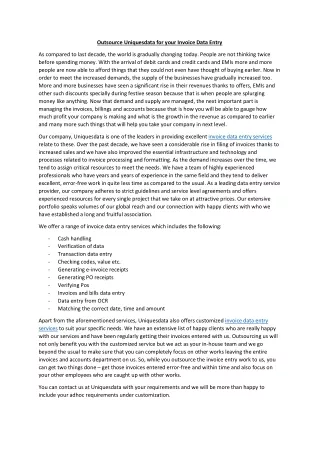 outsource uniquesdata for your invoice data entry