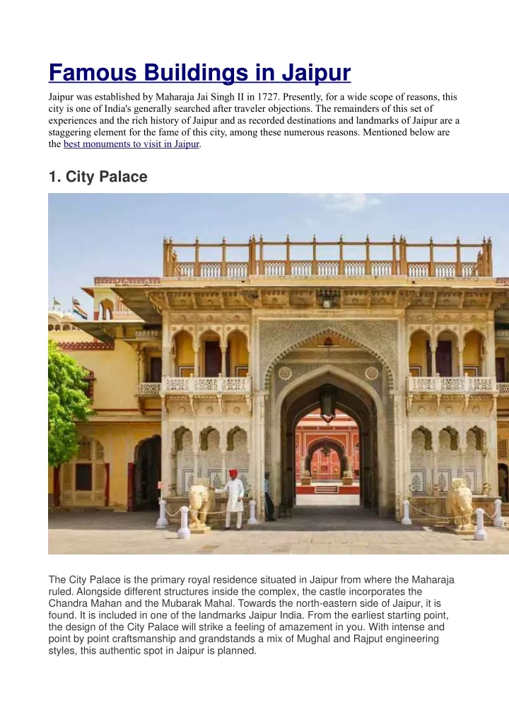 famous buildings in jaipur jaipur was established