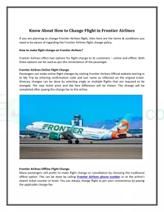 know about how to change flight in frontier
