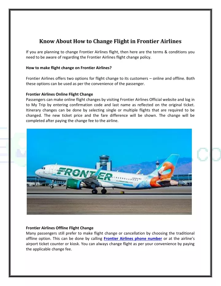 know about how to change flight in frontier