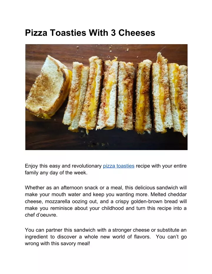pizza toasties with 3 cheeses