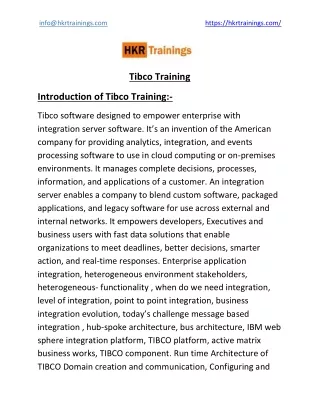 Specialized Tibco Training Online Course With  Certification