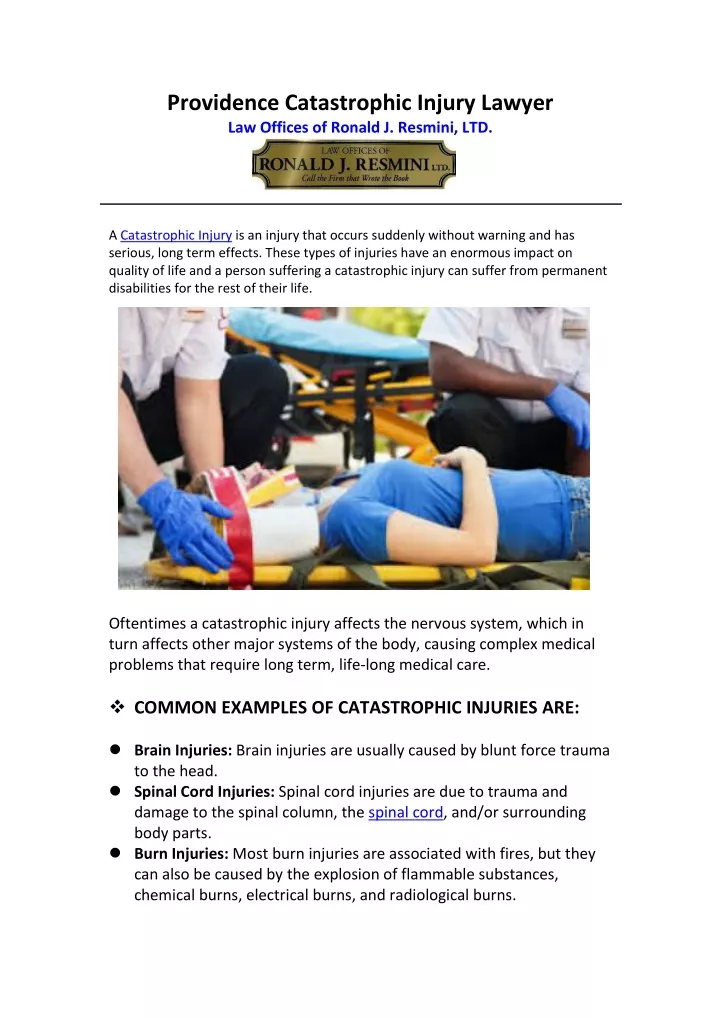 providence catastrophic injury lawyer law offices