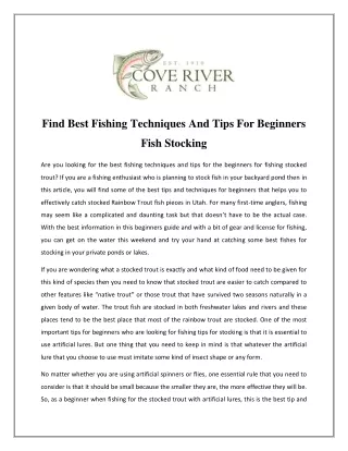 find best fishing techniques and tips