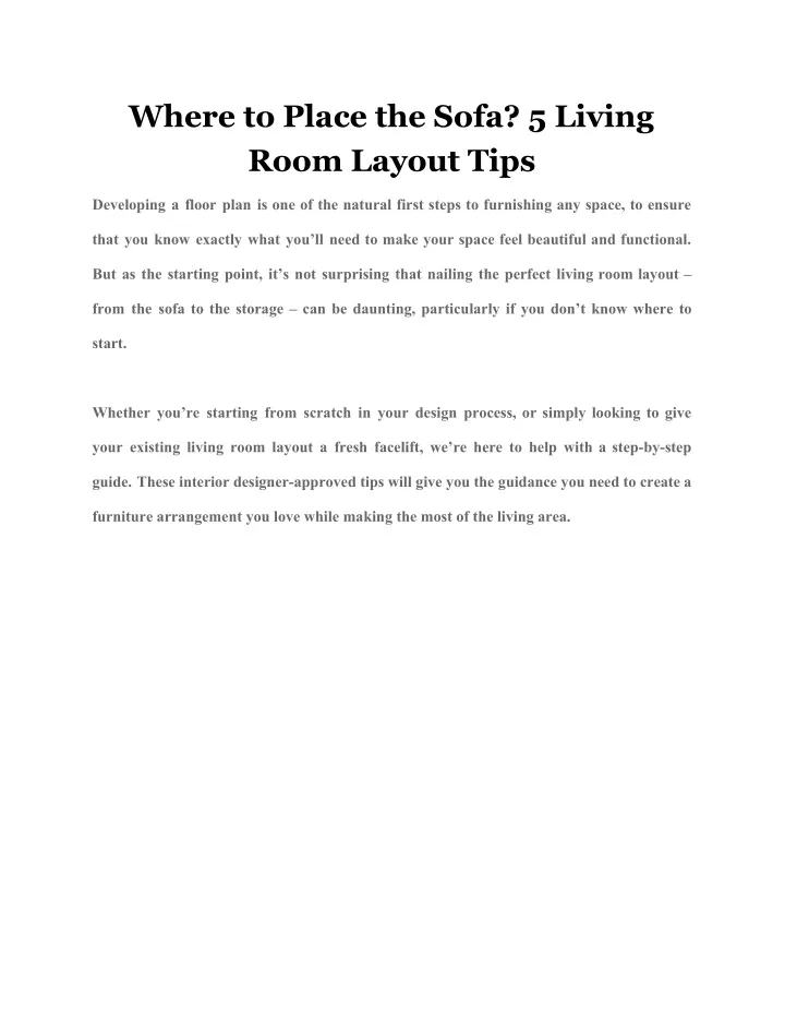 where to place the sofa 5 living room layout tips