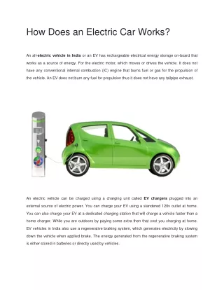 How Does an Electric Car Works?