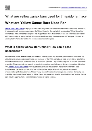 What are yellow xanax bars used for | riteaidpharmacy