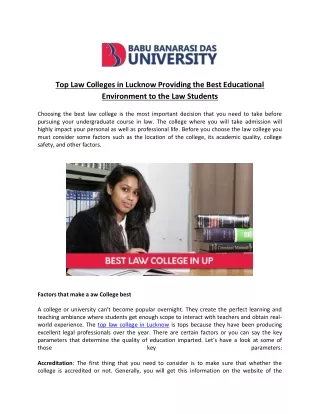 Top Law Colleges in Lucknow Providing the Best Educational Environment to the Law Students